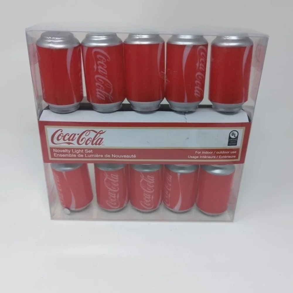 Coca Cola Coke Cans‎ Christmas String Lights Set of 10 Kurt Adler CC0748 New
